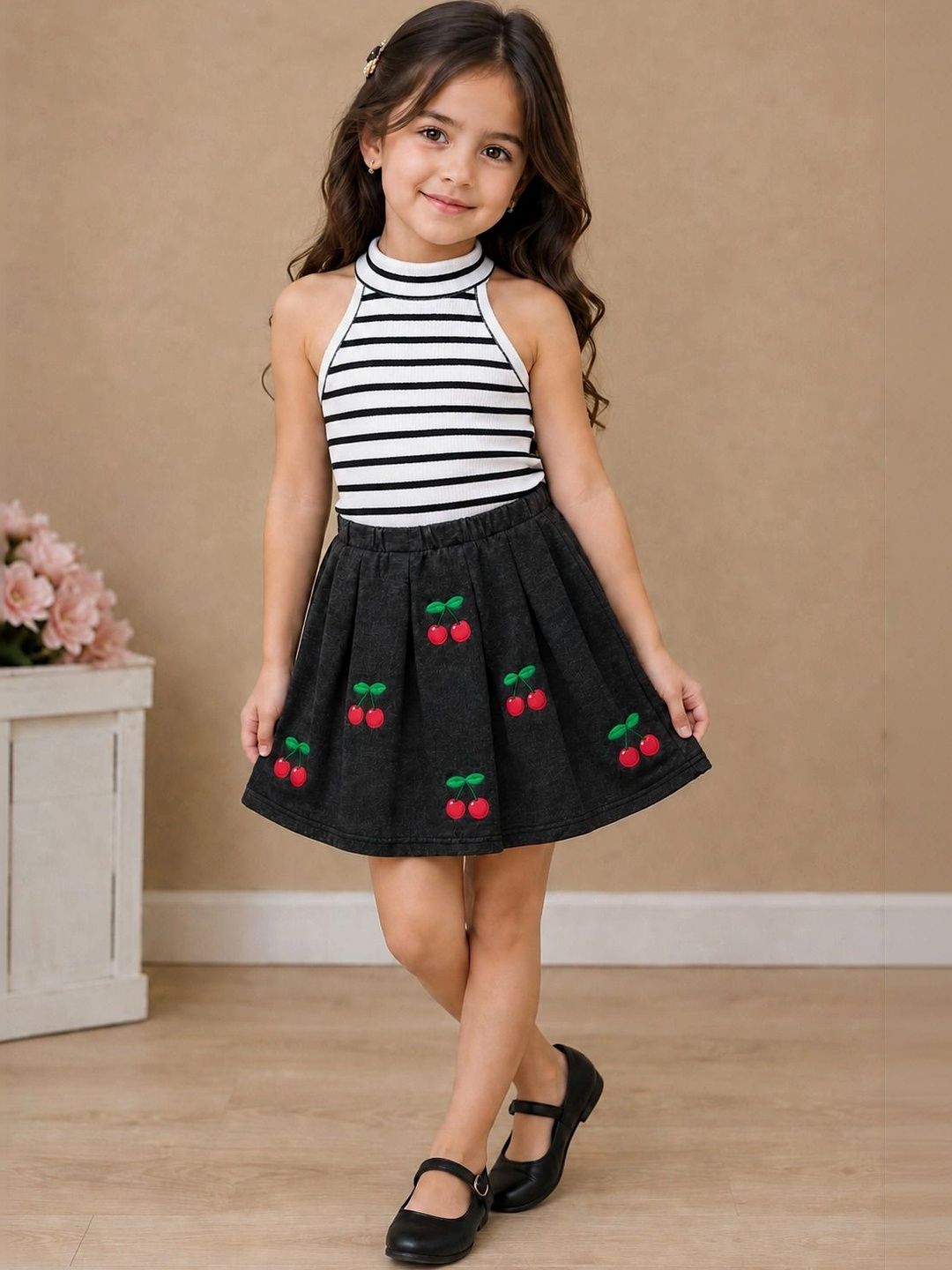 RAMIAAZ Girls Striped Top with Skirt-picture-47
