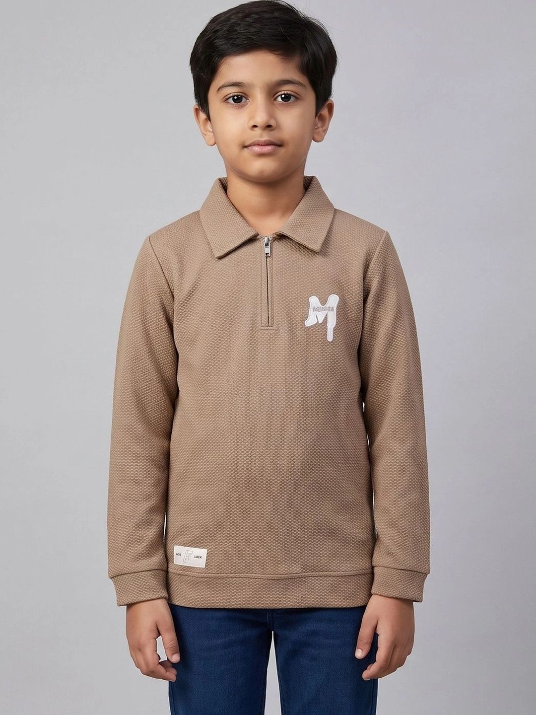 V-Mart Boys Brand Logo Polo Collar Applique T-shirt-picture-48