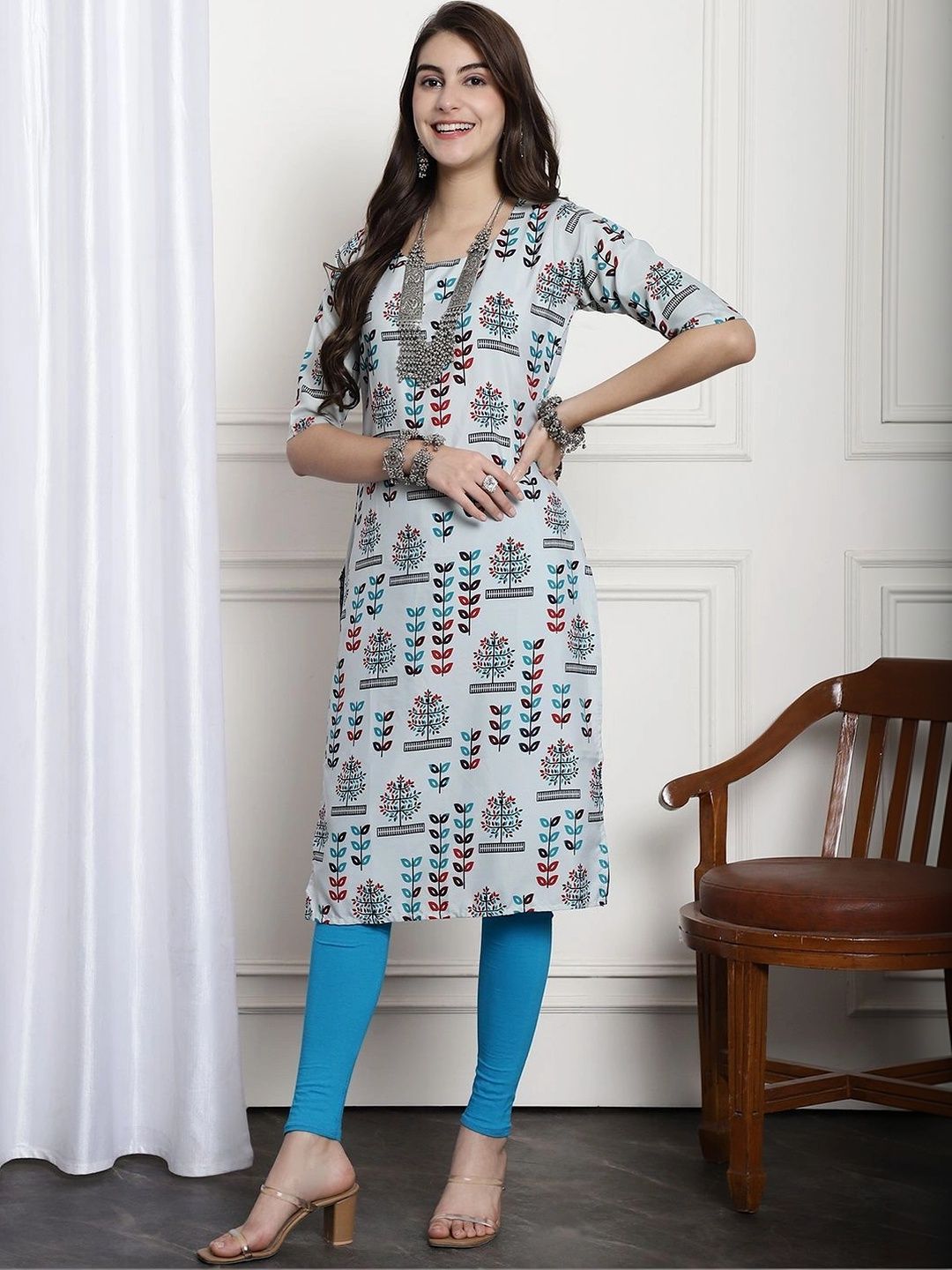 HERE&NOW Women Floral Printed Floral Crepe Kurta-picture-39