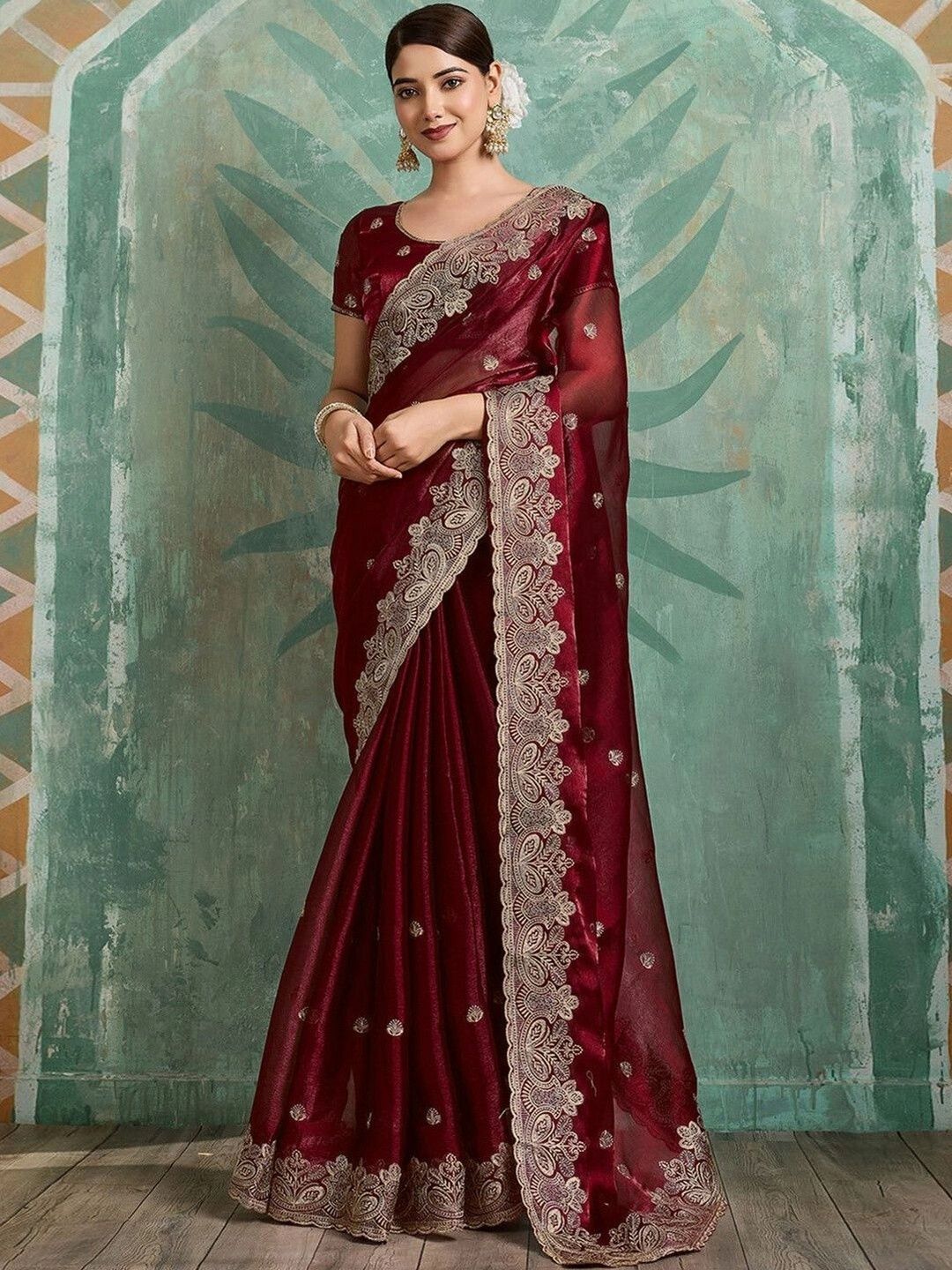 SAARA Floral Embroidered Saree-picture-35