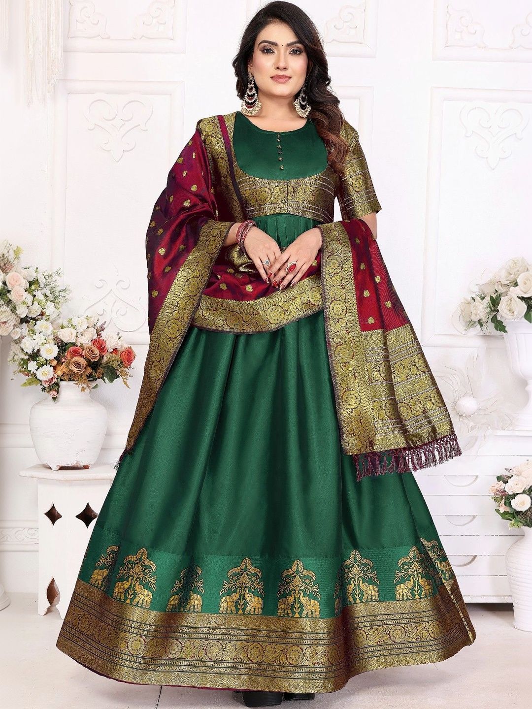 Kinjhit Fashion Woven Design A-Line Ethnic Dresses-picture-21