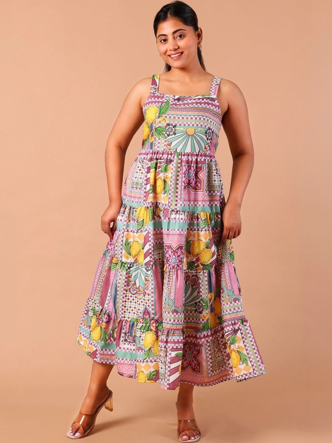 Dapper Looks Tropical Print A-Line Midi Dress-picture-27