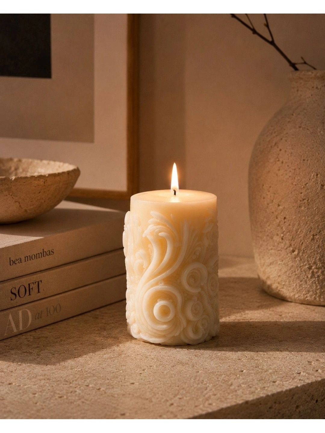 Grey Exim White 1 pieces Pillar Candle-picture-57