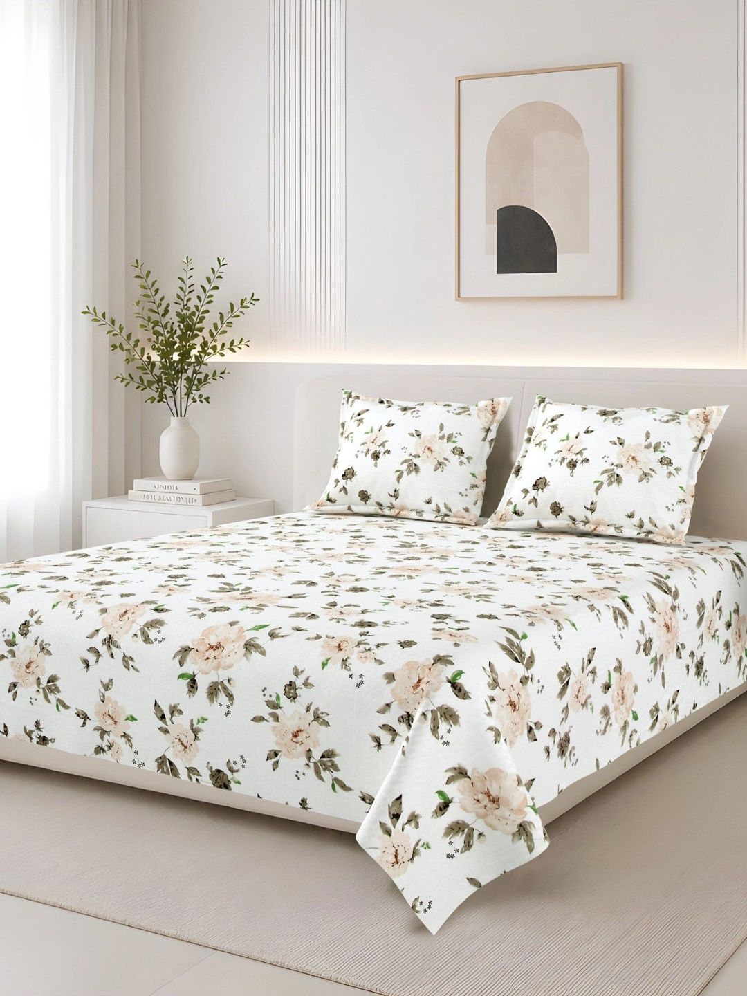 Homeful Style Brown Floral 180 TC Bedsheet with 2 Pillow Covers-picture-26