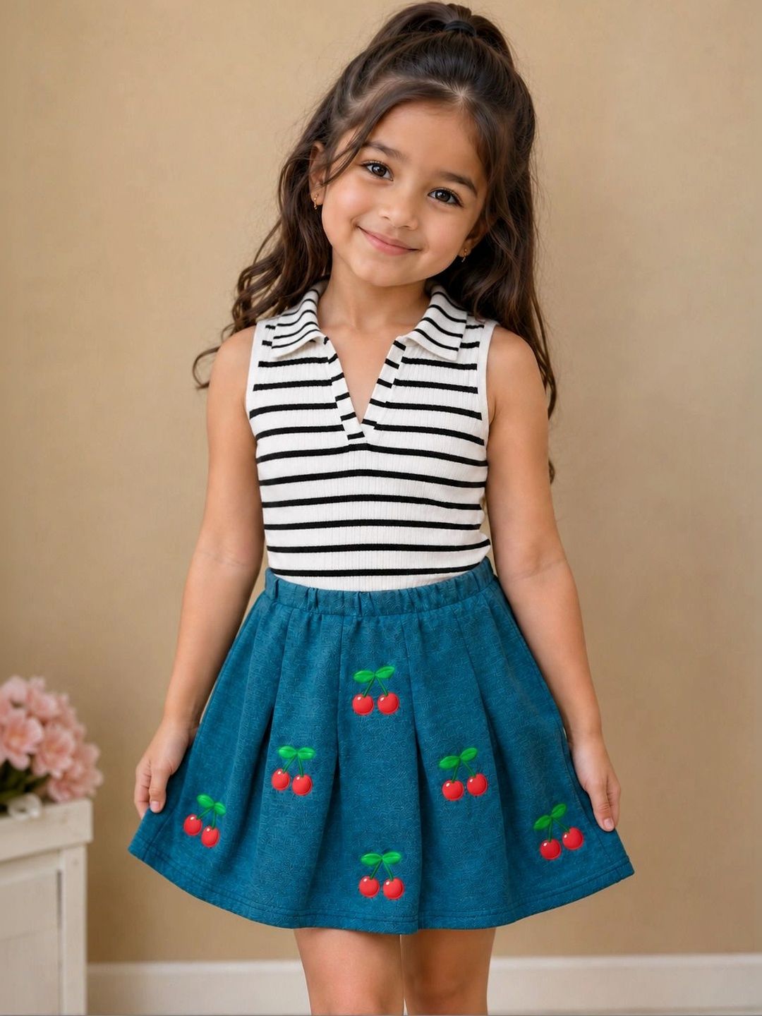 RAMIAAZ Girls Striped Top with Skirt-picture-33