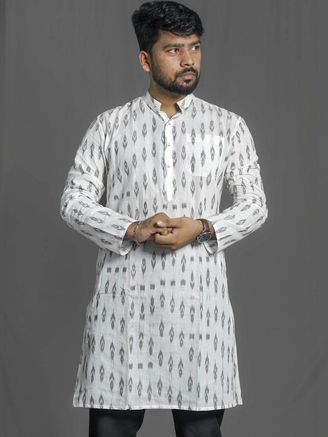 OdFab Men Ethnic Motifs Printed Handloom Kurta-picture-25
