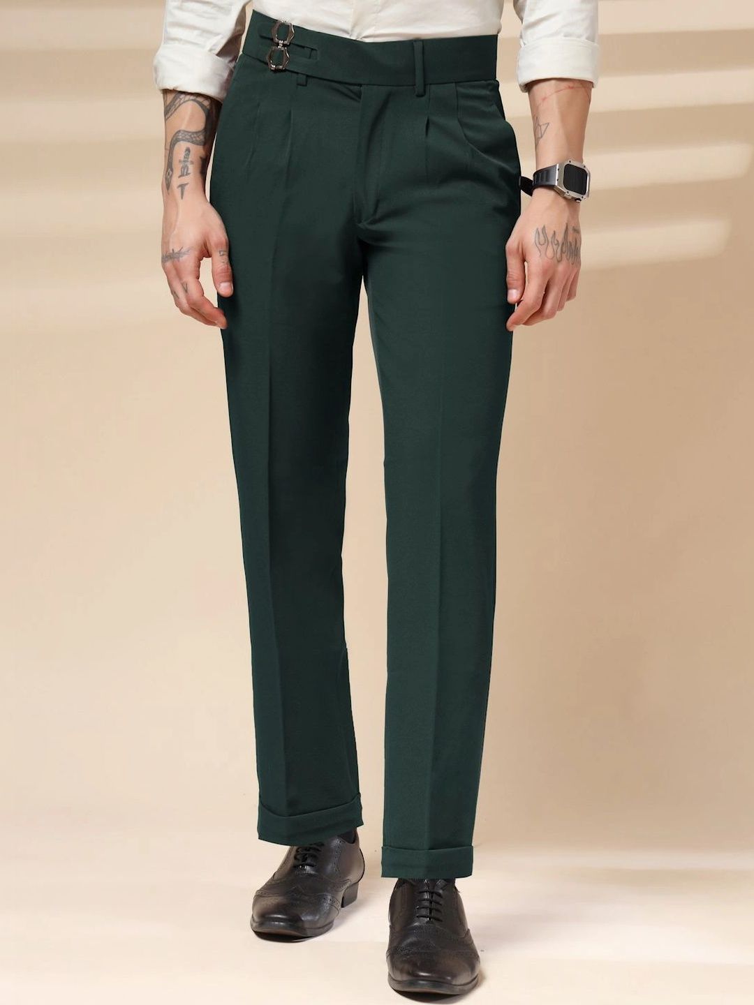 Italian Vega Men High-Rise Wrinkle Free Pleated Trousers-picture-30