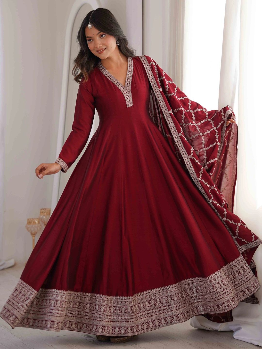 all about you Ethnic Motifs Embroidered Maxi Dress-picture-13
