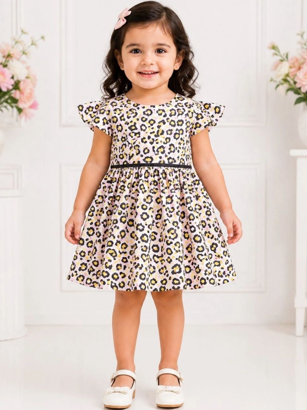 Cuddleloom Animal Print Flared Sleeve Ruffled A-Line Dress-picture-16
