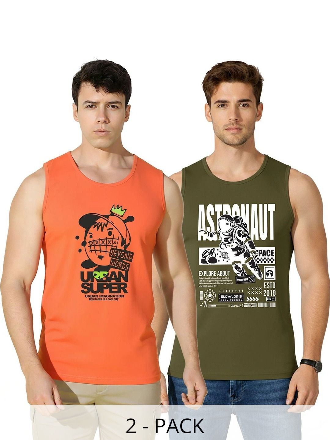 MINISTRY OF FRIENDS Pack of 2 Printed Cotton Gym Vest-picture-23