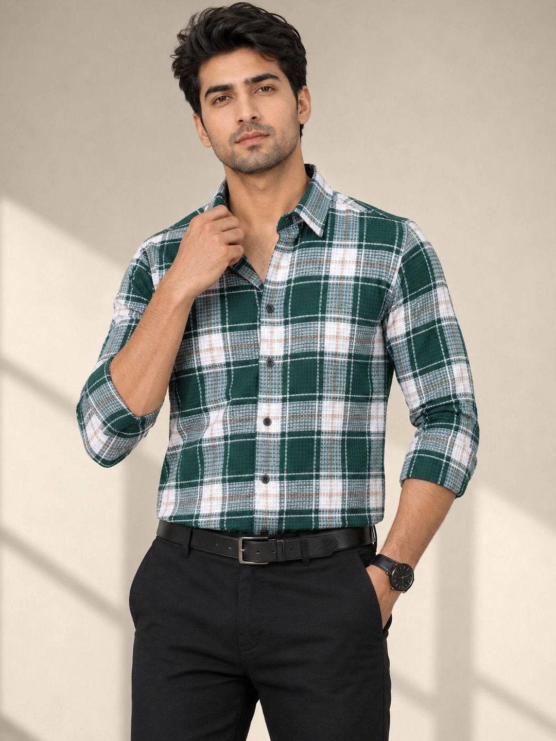 TUSHREE BOUTIQUE Men Classic Tartan Checks Checked Casual Shirt-picture-23