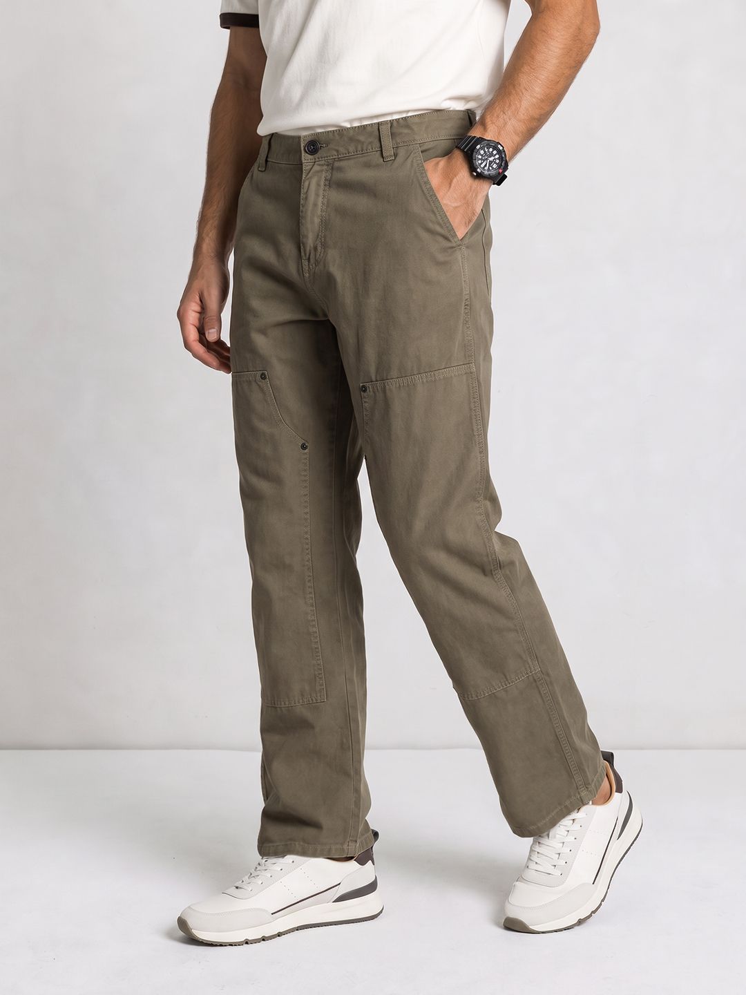 The Roadster Life Co. Men Straight Fit Pure Cotton Chinos Trousers-picture-51