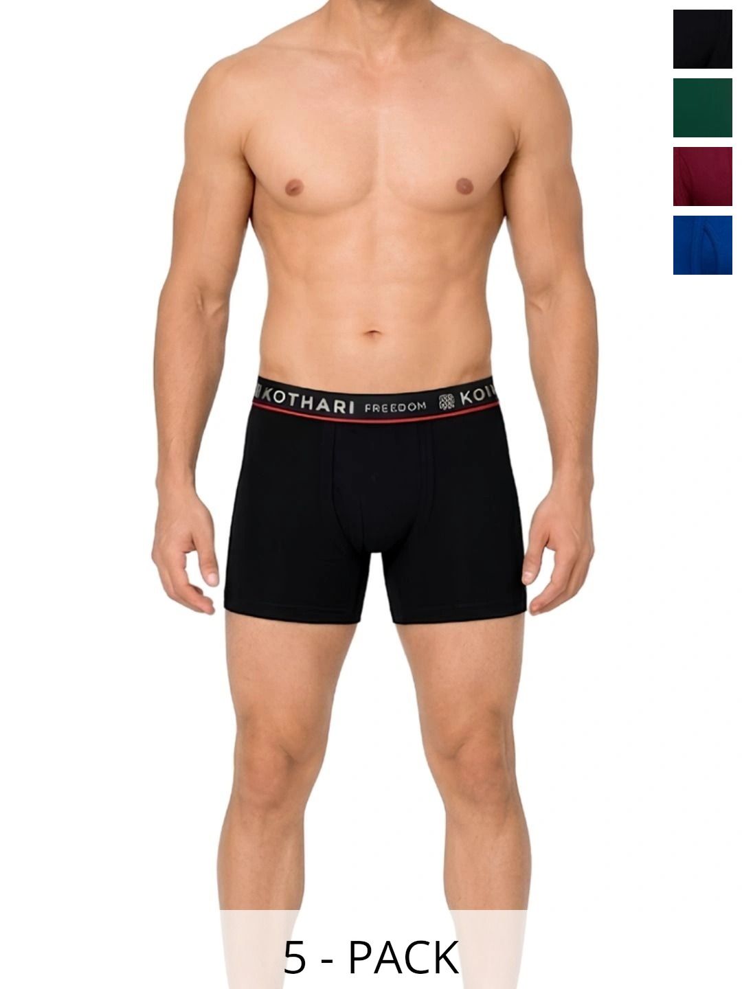 Kothari Pack of 5 Cotton Assorted Solid Trunks-picture-19