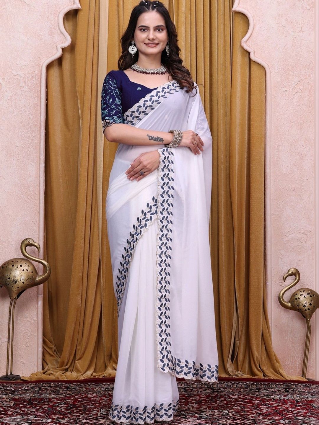Mitera Embroidered Poly Georgette Designer Saree-picture-20