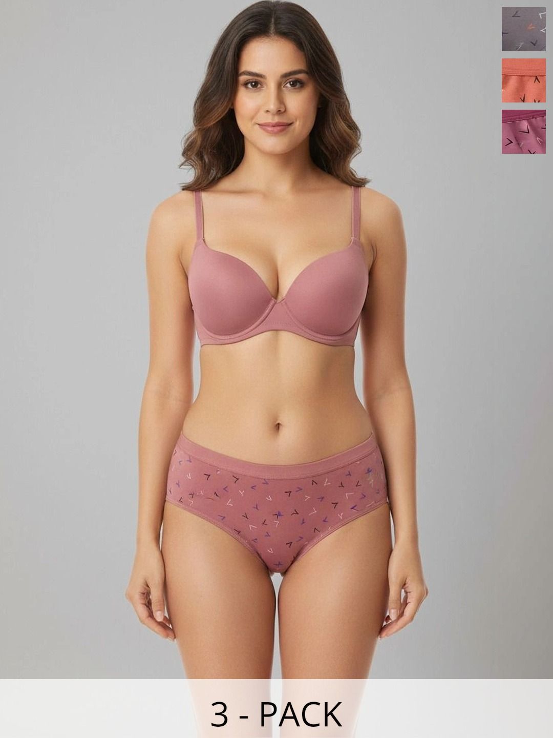 Swenson Women Pack of 3 Printed Seamless Assorted Cotton Bikini-picture-42