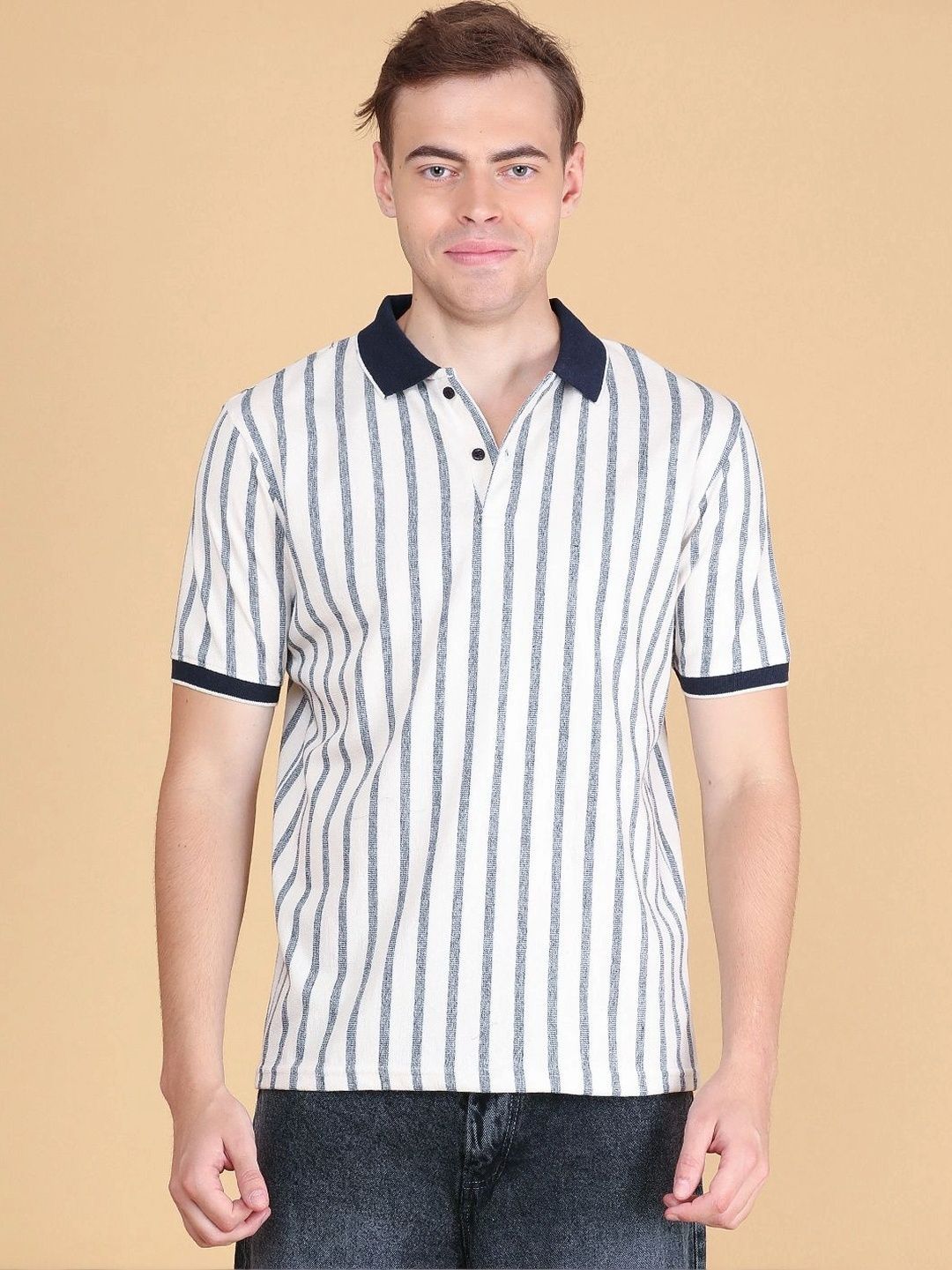 V-Mart Men Striped Polo Collar T-shirt-picture-35