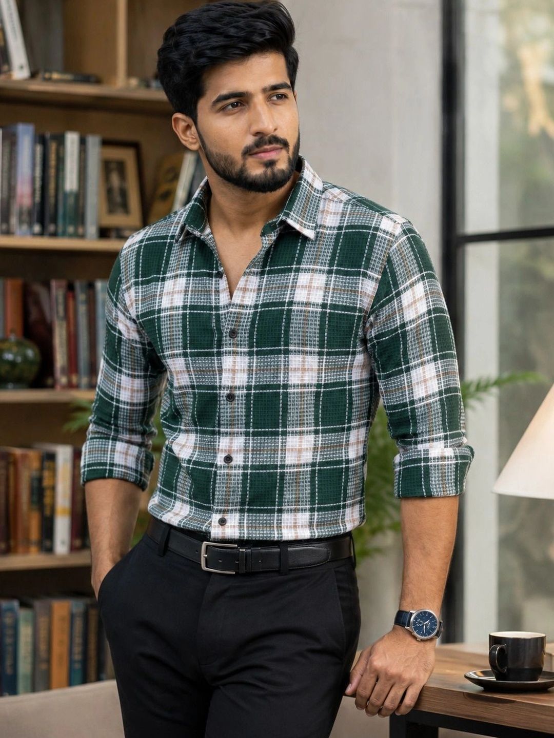 TUSHREE BOUTIQUE Men Classic Checked Casual Shirt-image-18