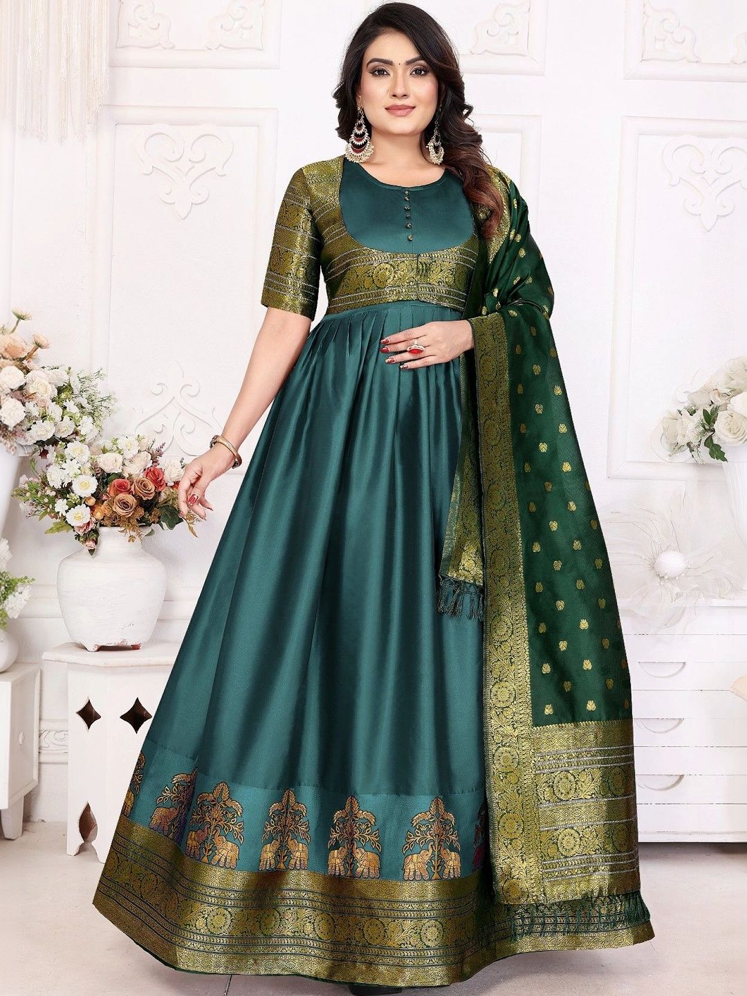 Kinjhit Fashion Woven Design A-Line Ethnic Dresses-picture-15