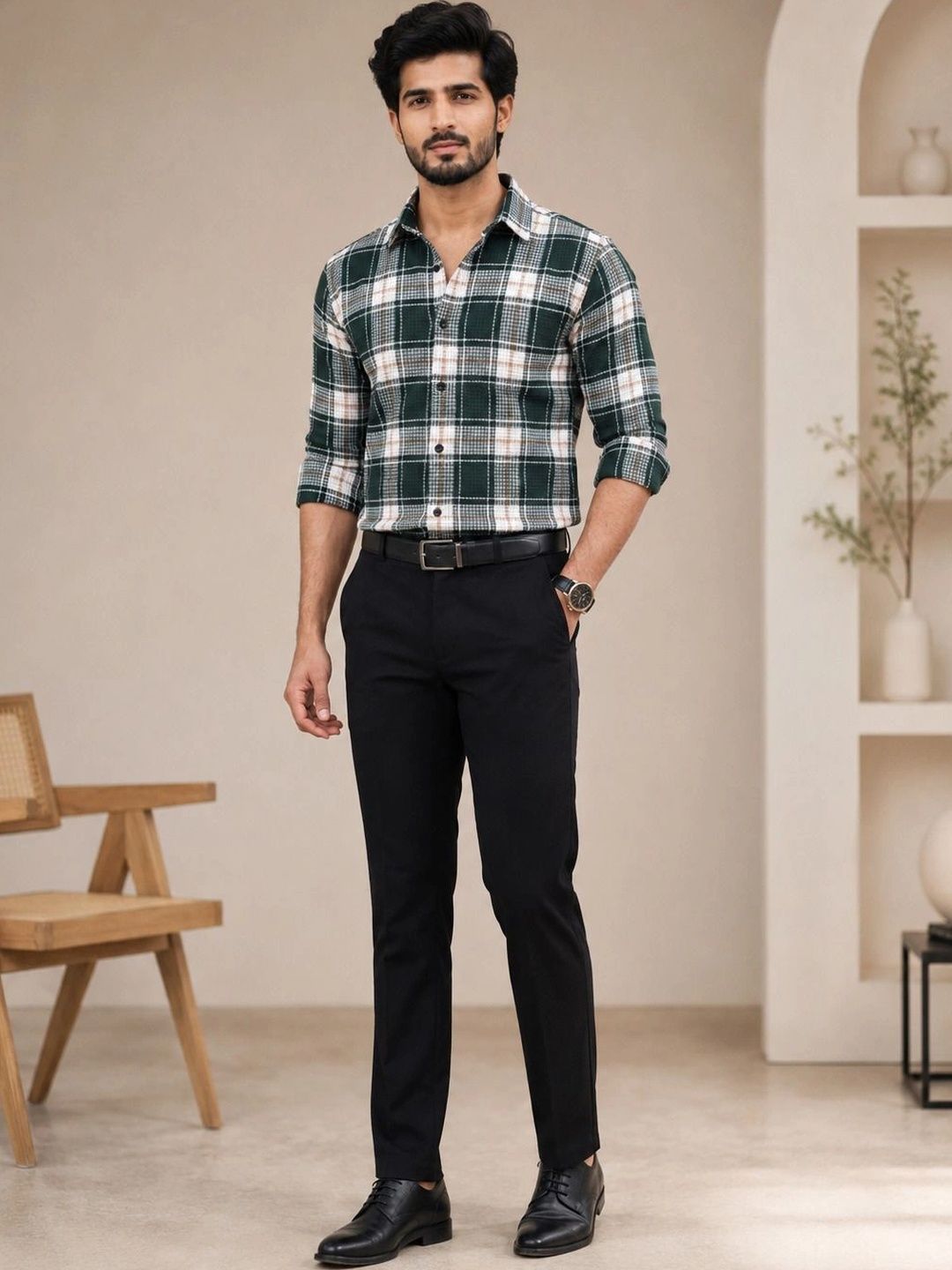 TUSHREE BOUTIQUE Men Classic Tartan Checks Checked Casual Shirt-picture-19