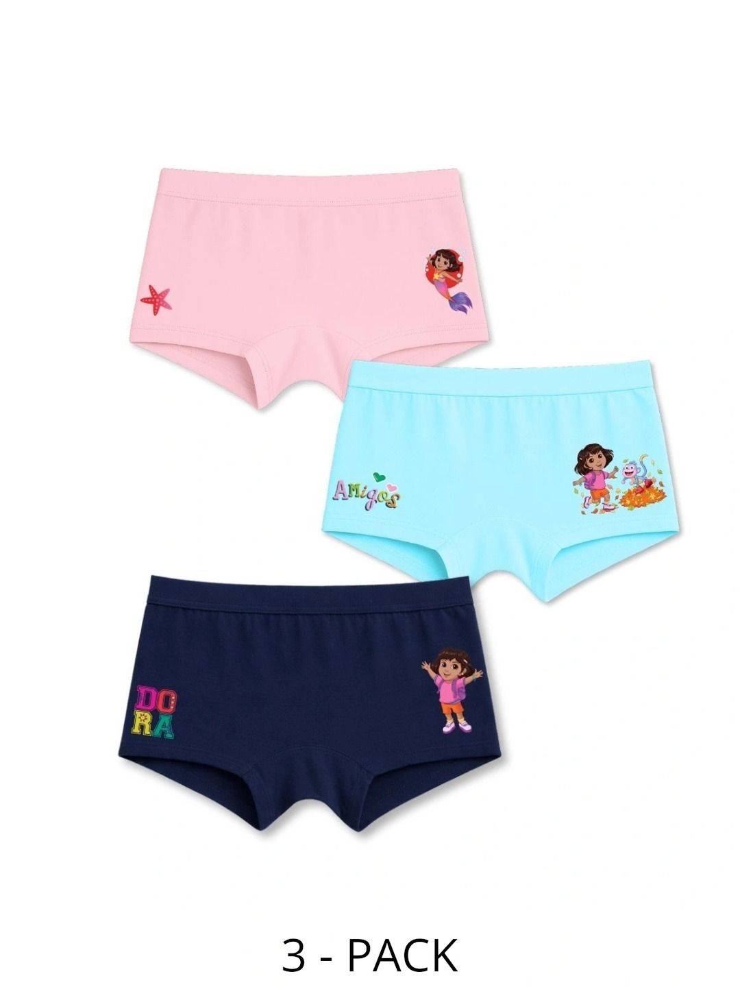 Button Bear Girls Pack of 3 Printed Cotton Boy Shorts-picture-37