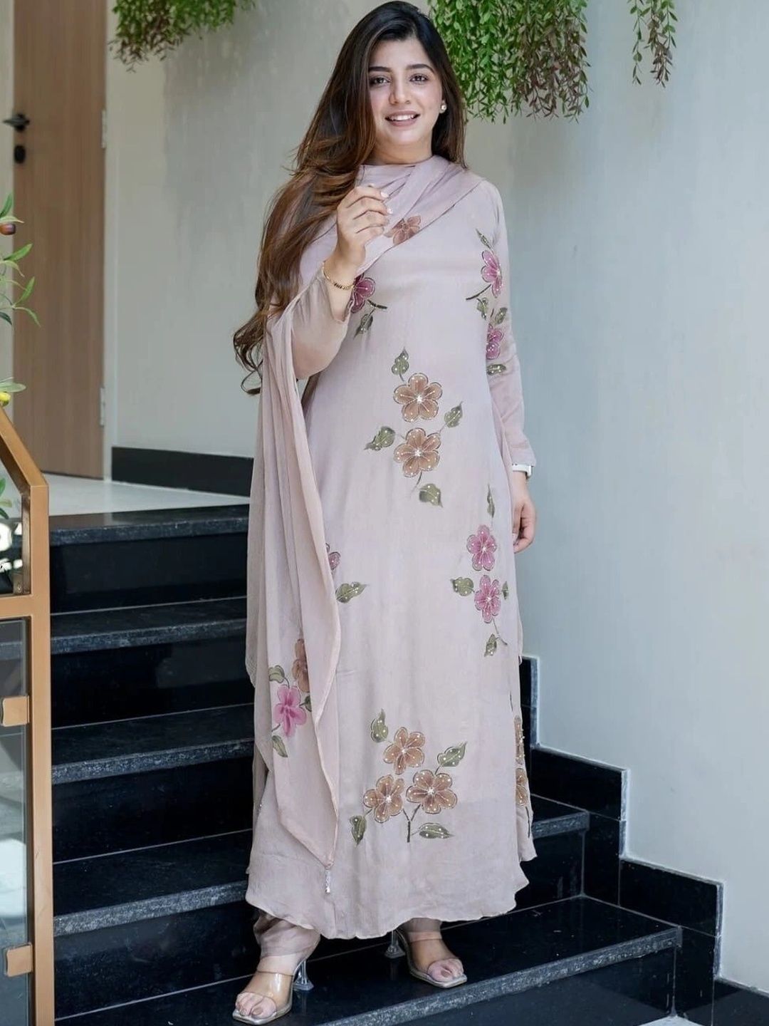 all about you Women Floral Printed Regular Kurta with Trousers & With Dupatta-picture-19