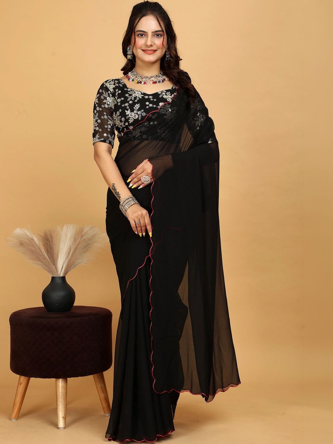 Mitera Embroidered Poly Georgette Designer Saree-picture-16