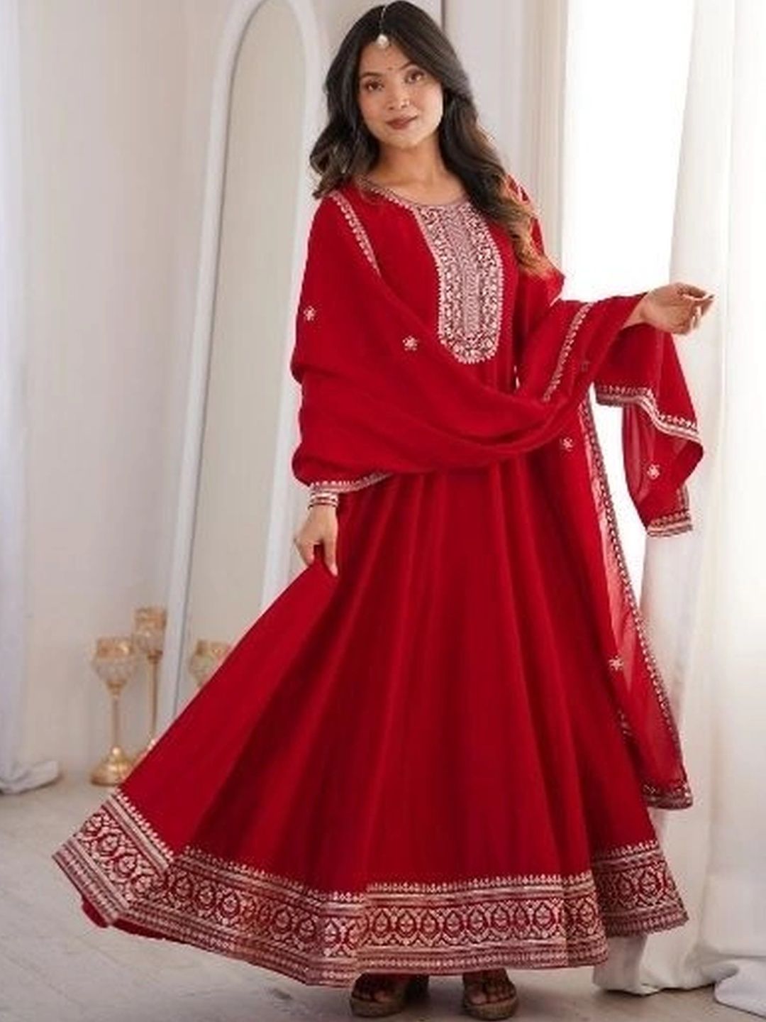 HERE&NOW Ethnic Motifs Embroidered Maxi Dress-picture-10