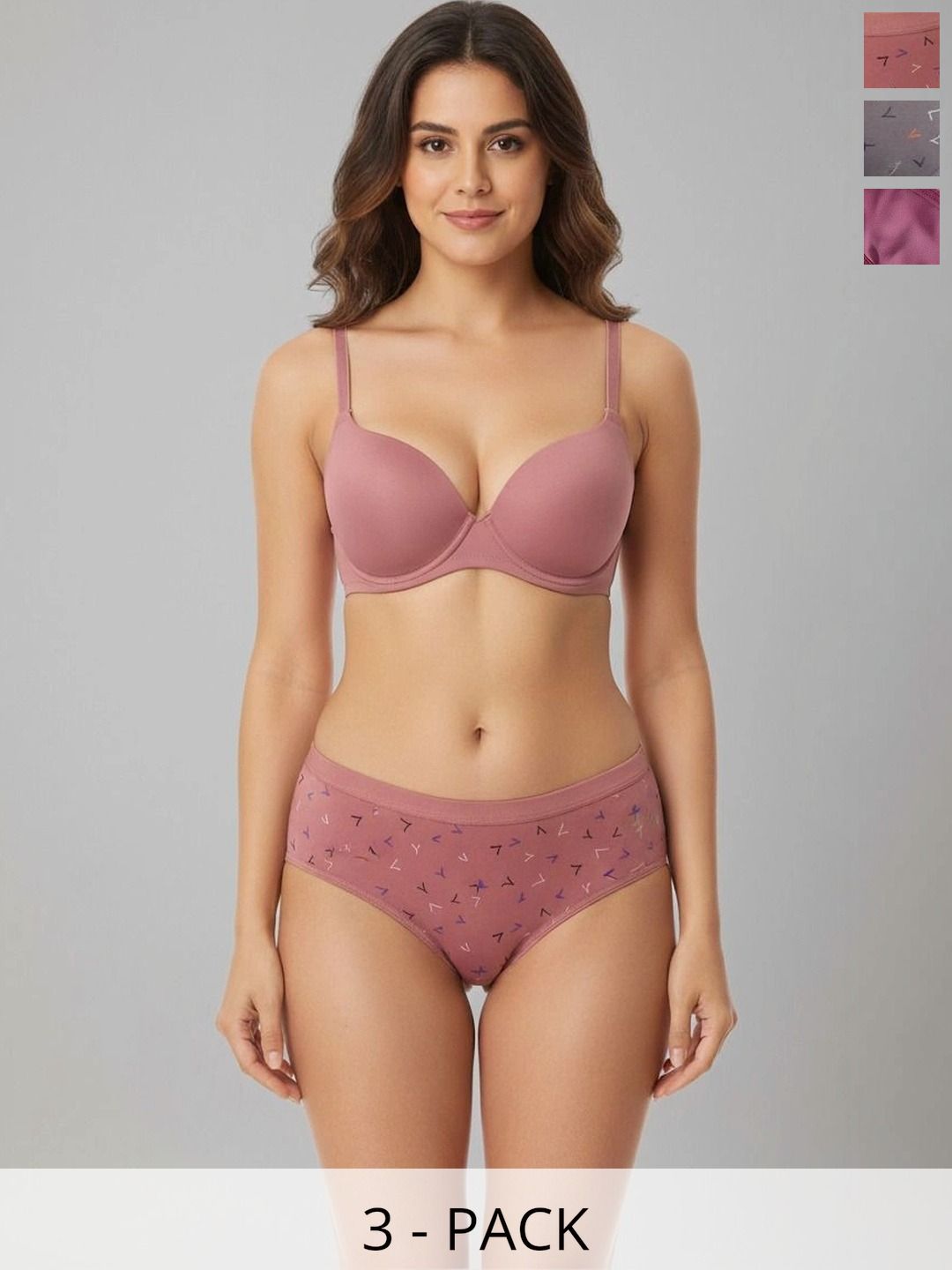 Swenson Women Pack of 3 Printed Seamless Assorted Cotton Bikini-picture-25