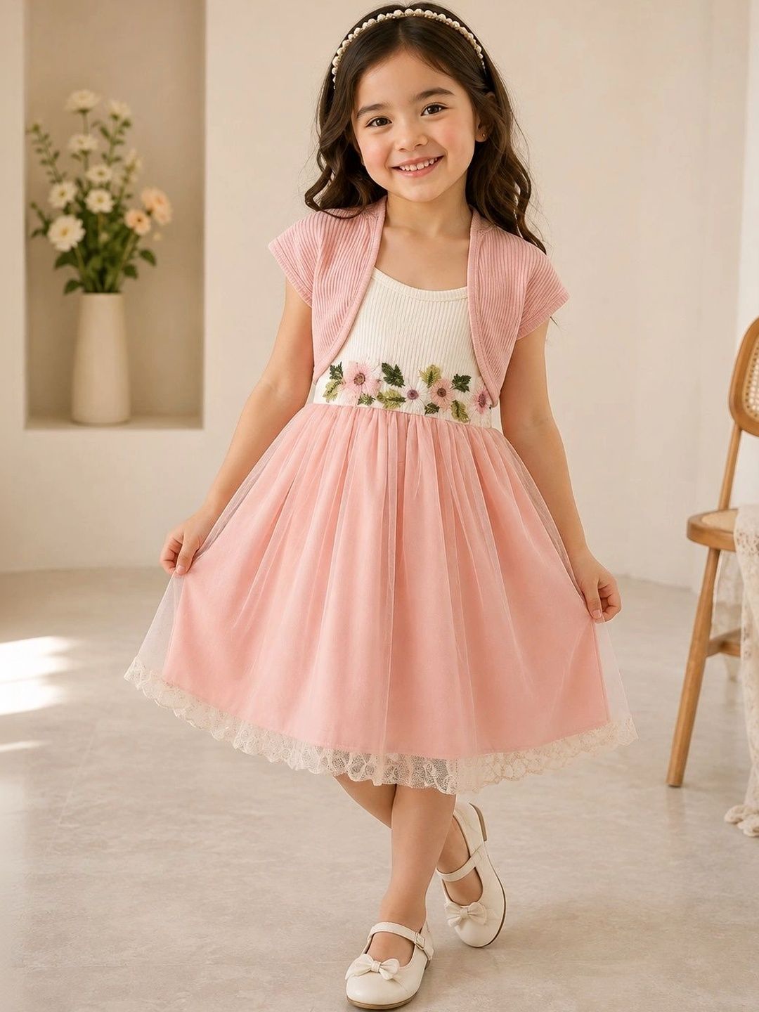 BAESD Floral Embroidered A-Line Dress-image-2