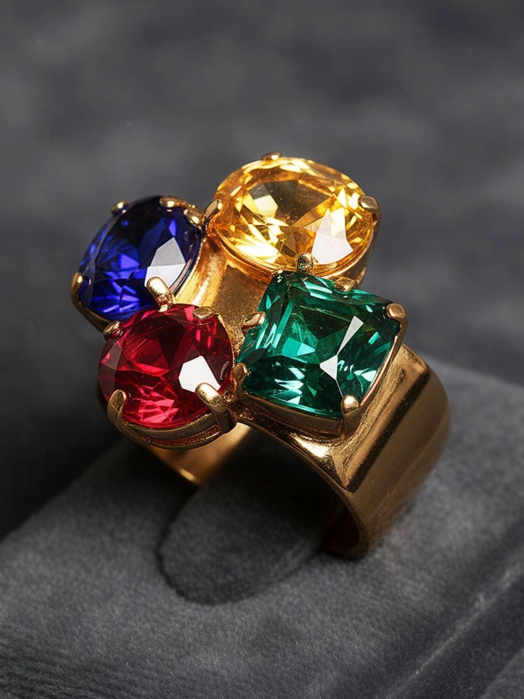 Tipsy closet Women Gold-Plated Stone Studded & Beaded Finger Ring-image-19