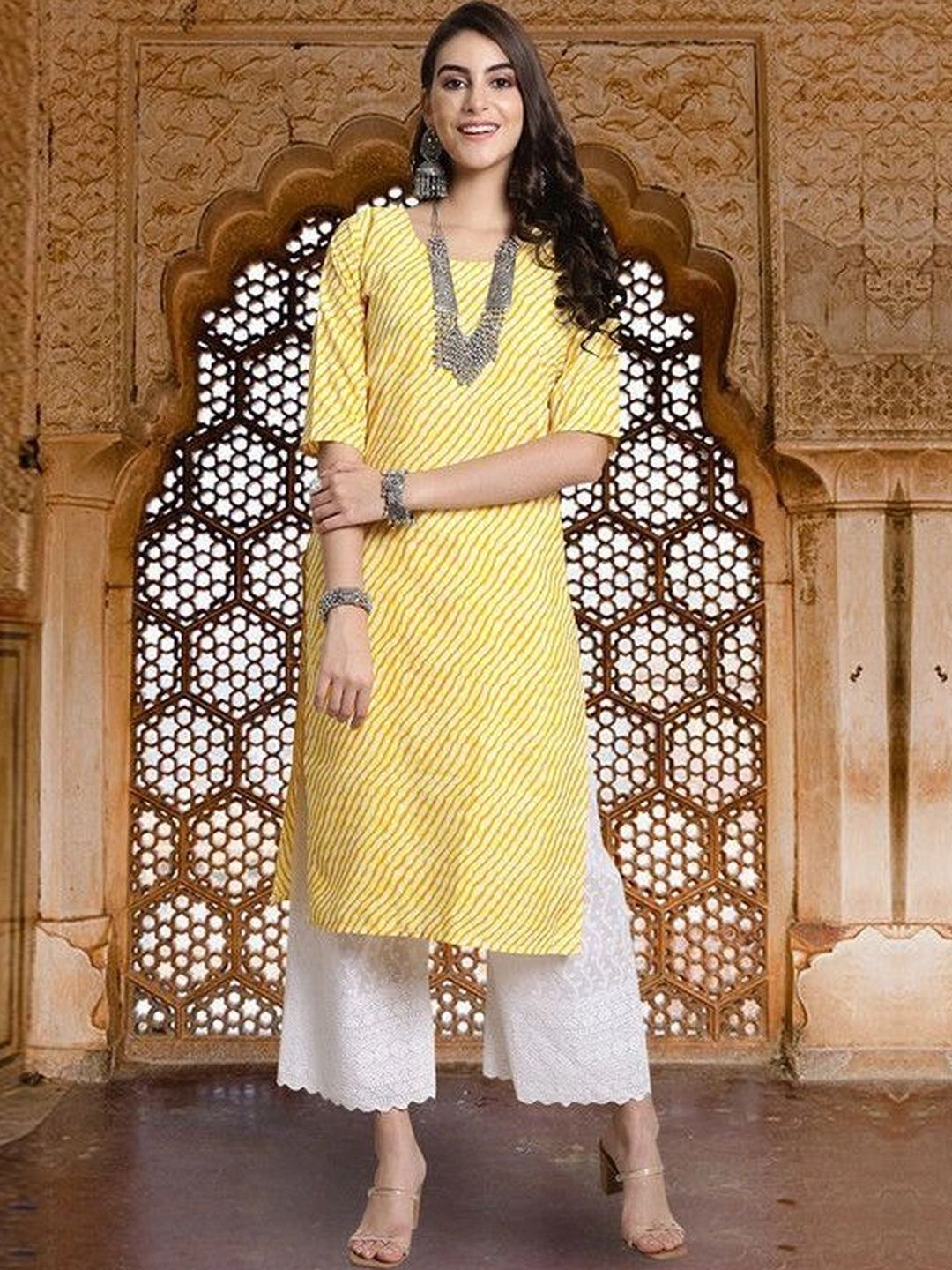 HERE&NOW Women Printed Crepe Kurta-picture-41