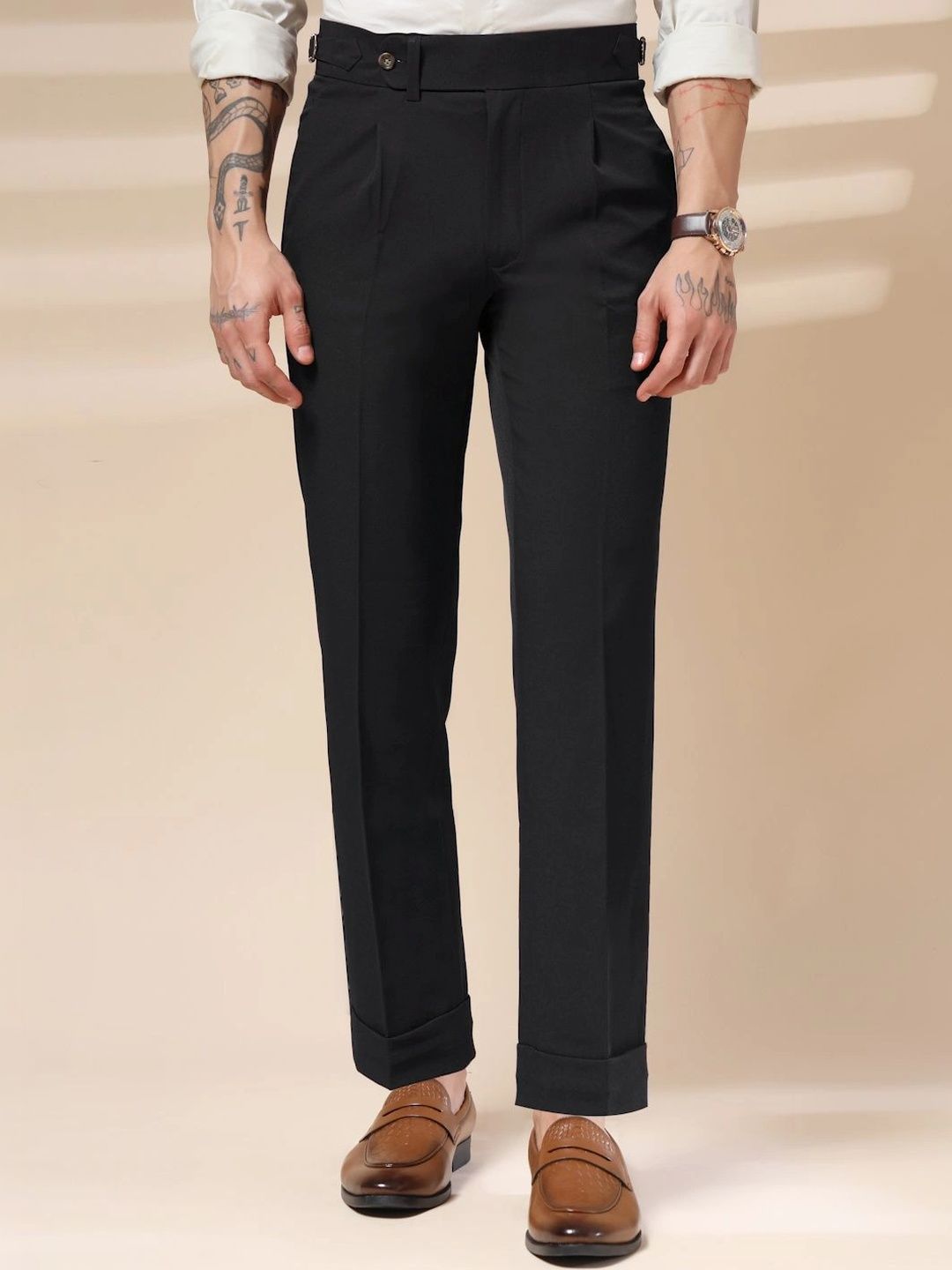 Italian Vega Men High-Rise Wrinkle Free Pleated Trousers-picture-58