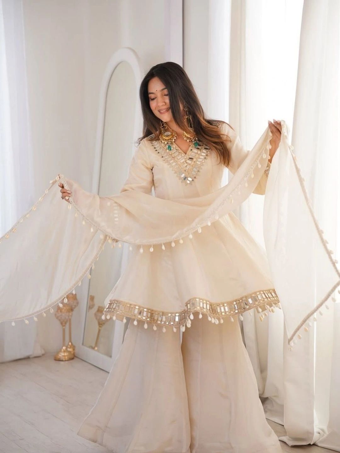 Mitera Women Embellished Mirror Work Anarkali Kurta-picture-26