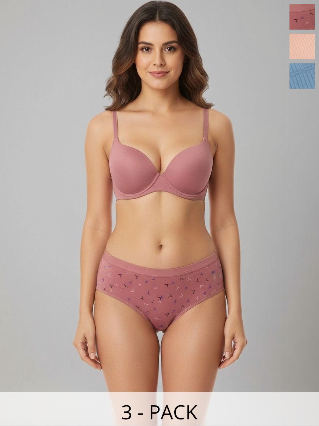 Swenson Women Pack of 3 Printed Seamless Assorted Cotton Bikini-picture-53