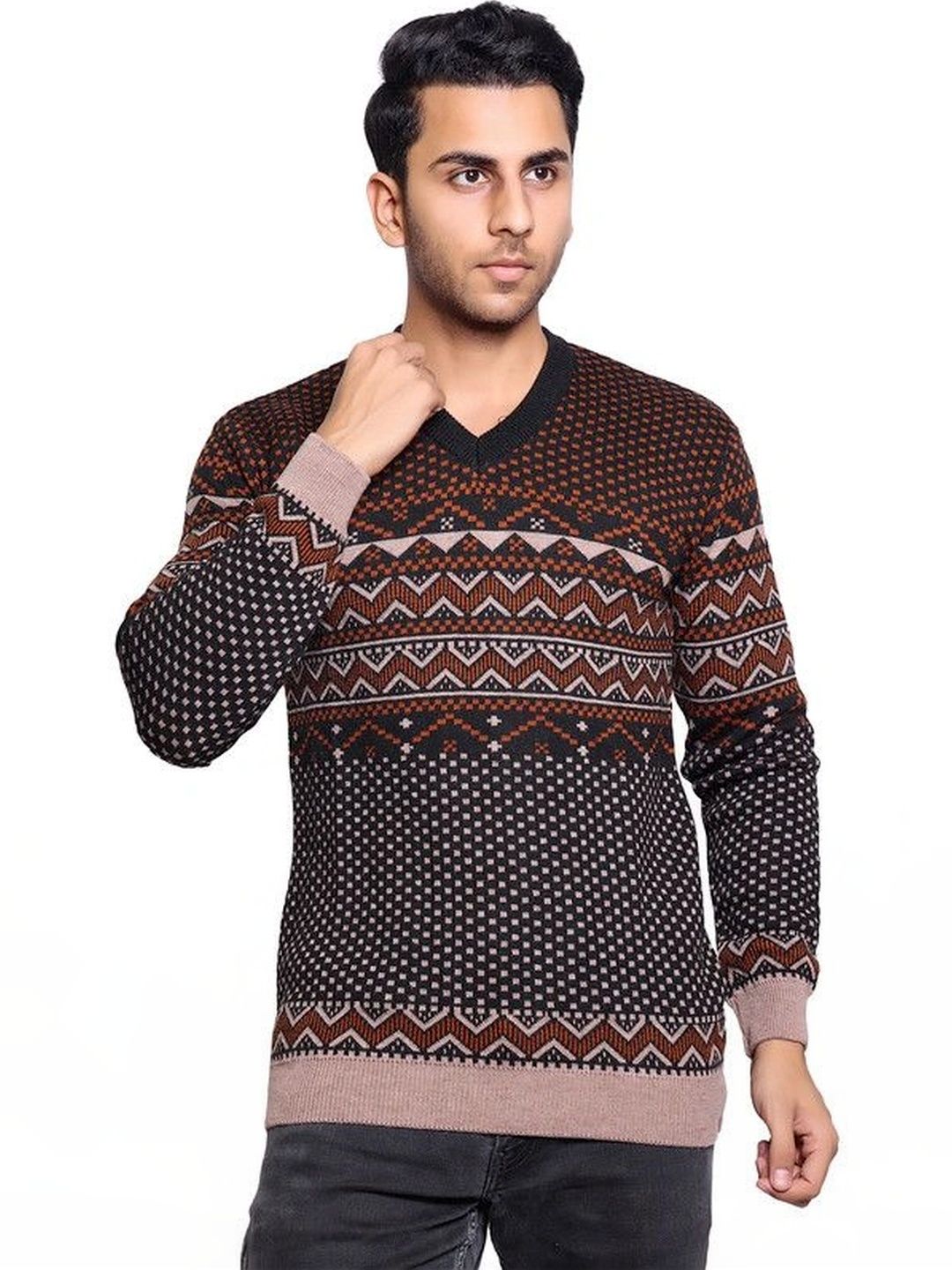 Grand Line Men Fair Isle Printed Pullover-picture-30