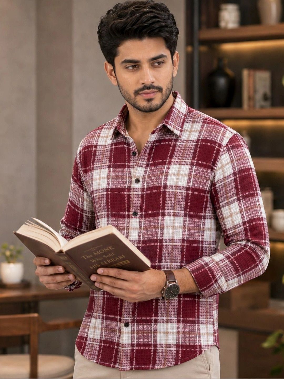 TUSHREE BOUTIQUE Men Classic Tartan Checks Checked Casual Shirt-picture-11