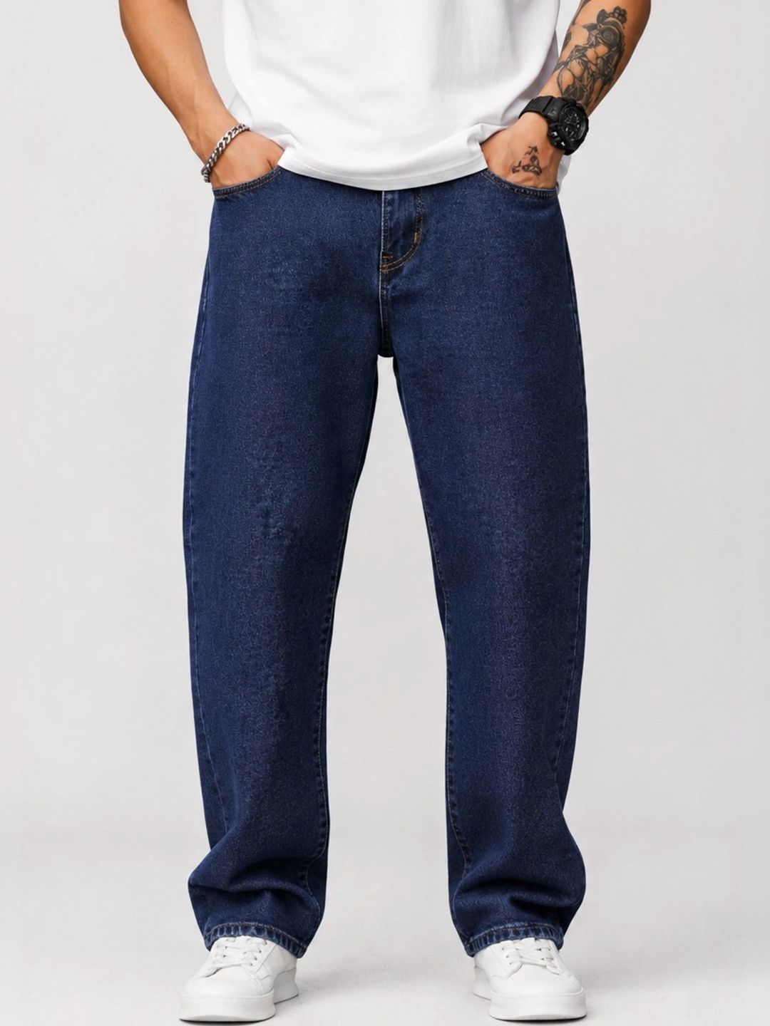 BREXX Men Jean Wide Leg Mid-Rise Stretchable Jeans-picture-20