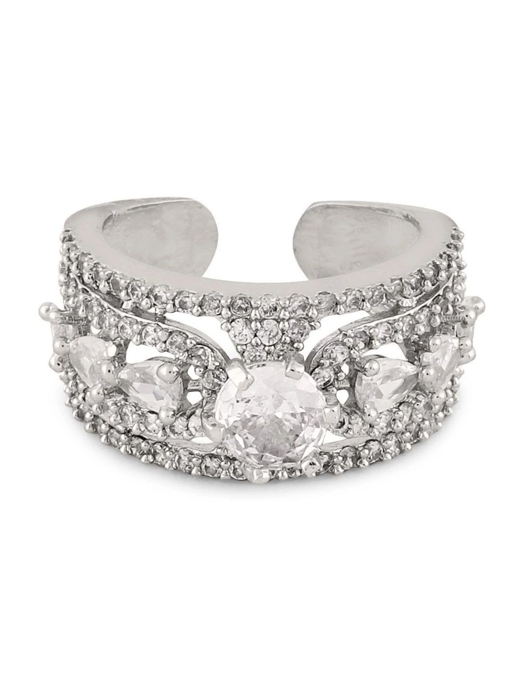 Mekkna Women Rhodium-Plated American Diamond Finger Ring-picture-21