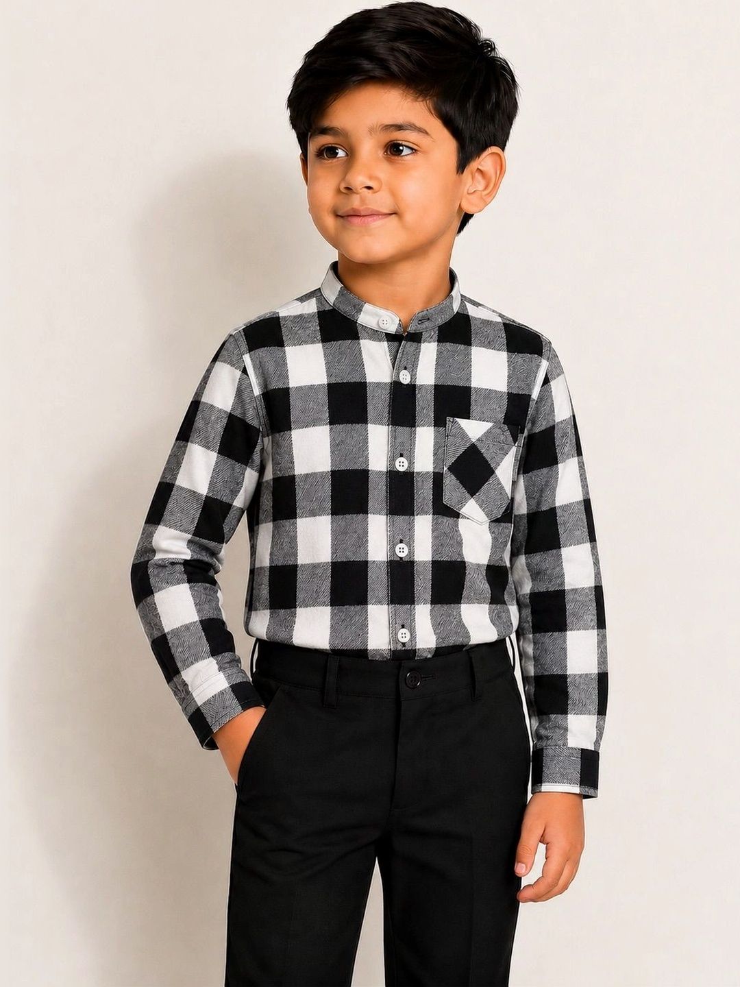 LABHKALA Boys Buffalo Checks Checked Casual Shirt-image-2
