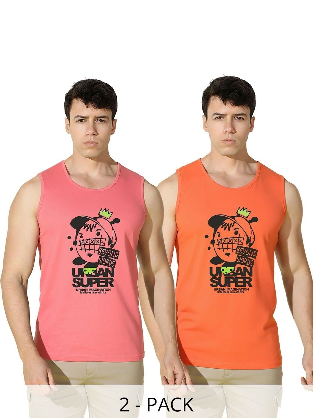 MINISTRY OF FRIENDS Pack of 2 Printed Cotton Gym Vest-picture-14