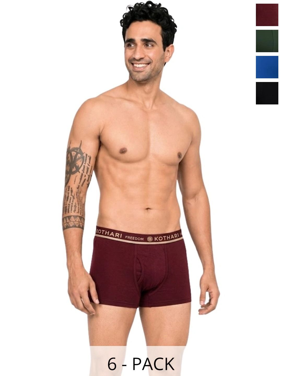 Kothari Pack of 6 Cotton Assorted Solid Trunks-picture-14
