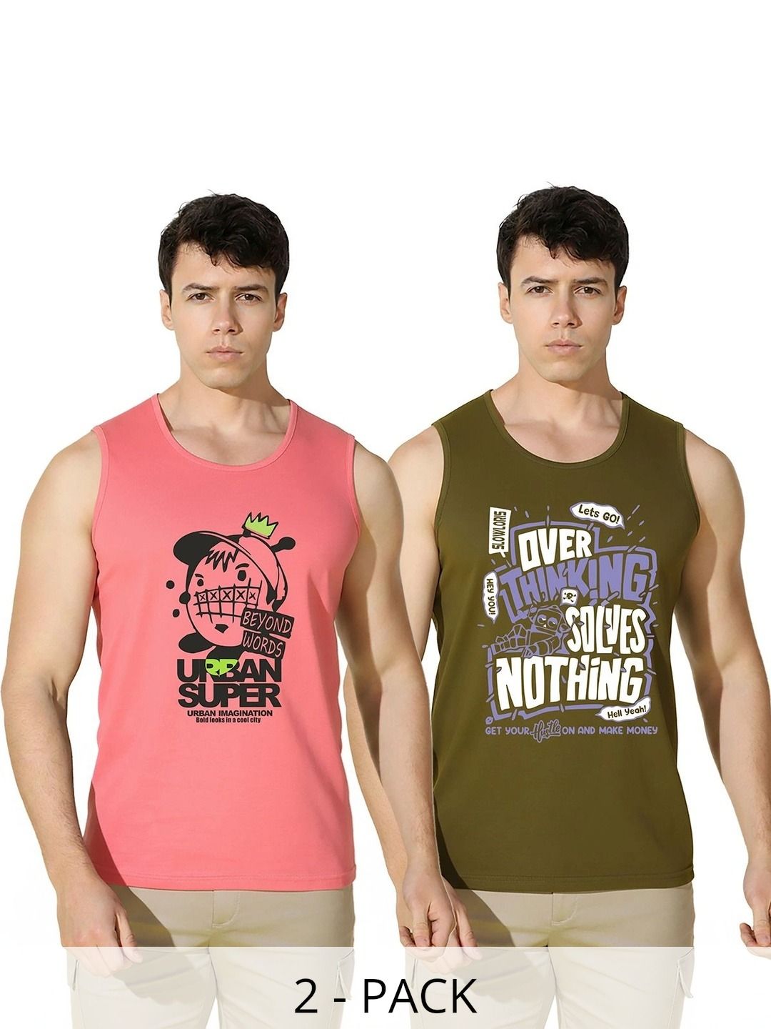 MINISTRY OF FRIENDS Pack of 2 Printed Cotton Gym Vest-picture-51