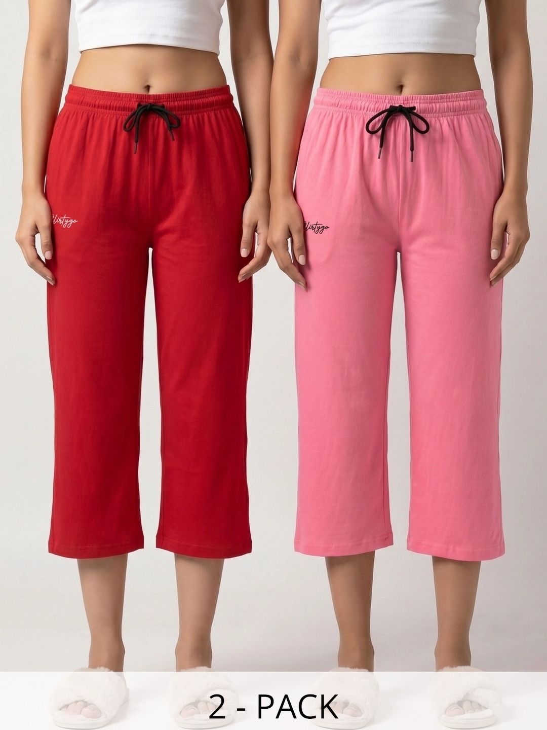 FFLIRTYGO Pack Of 2 Pure Cotton Mid-Rise Lounge Pants-picture-56