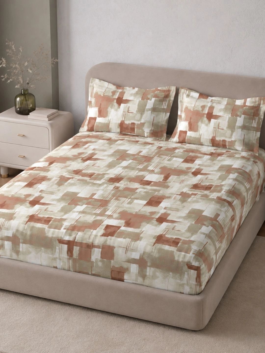 Sleeping Owls- because your sleep matters Brown 220 TC King Bedsheet with 2 Pillow Covers-picture-36
