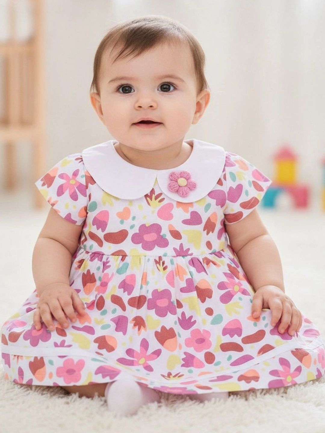 V-Mart Floral Print Peter Pan Collar A-Line Midi Dress-picture-14