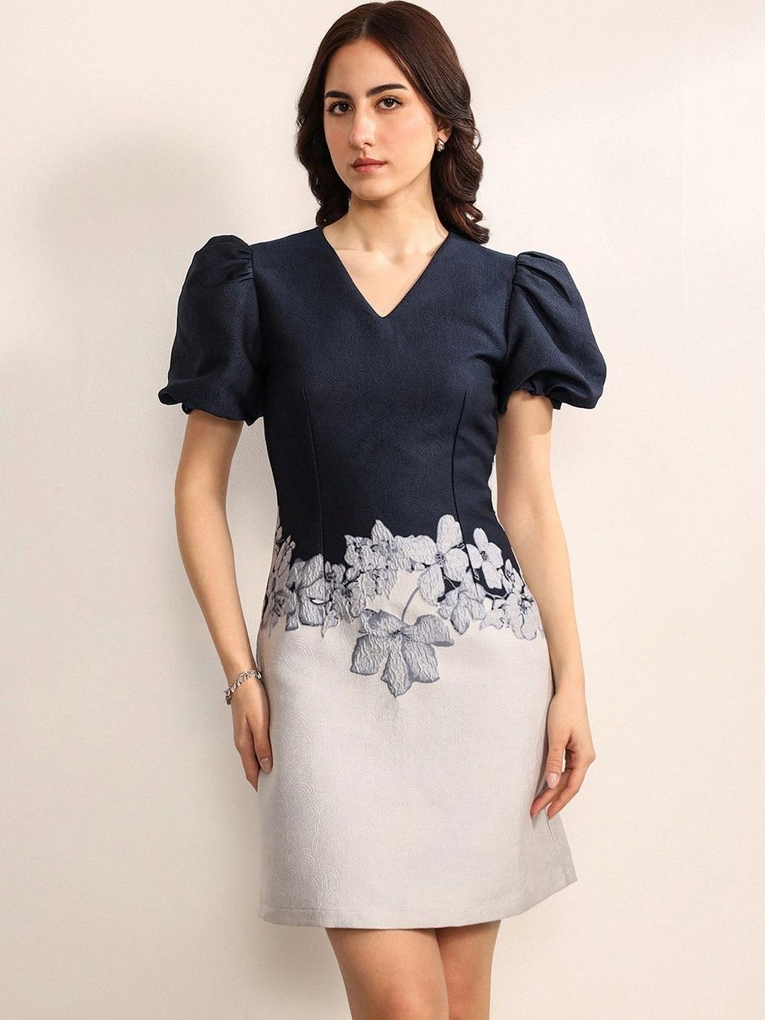 Kazo Floral Print Puff Sleeve A-Line Dress-image-28