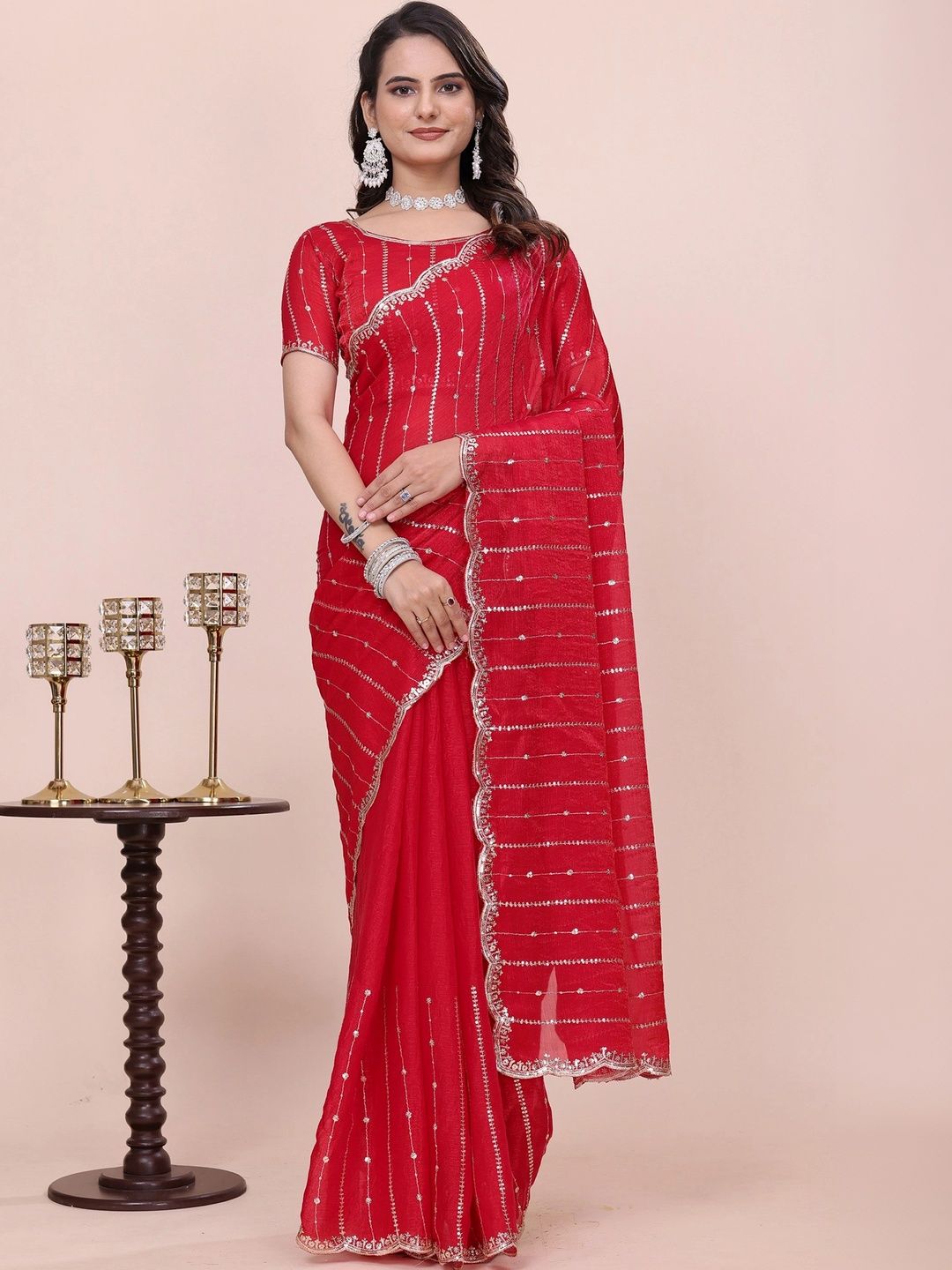 all about you Embellished Sequinned Tissue Designer Saree-picture-5