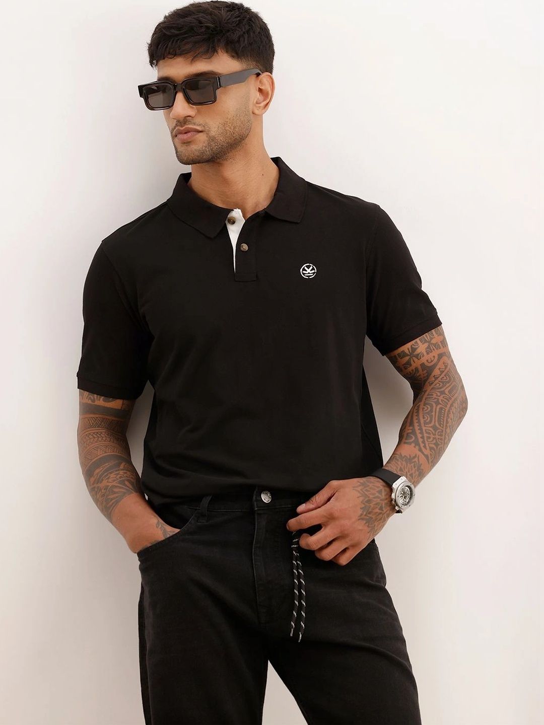 WROGN Men Brand Logo Polo Collar Slim Fit T-shirt-picture-25
