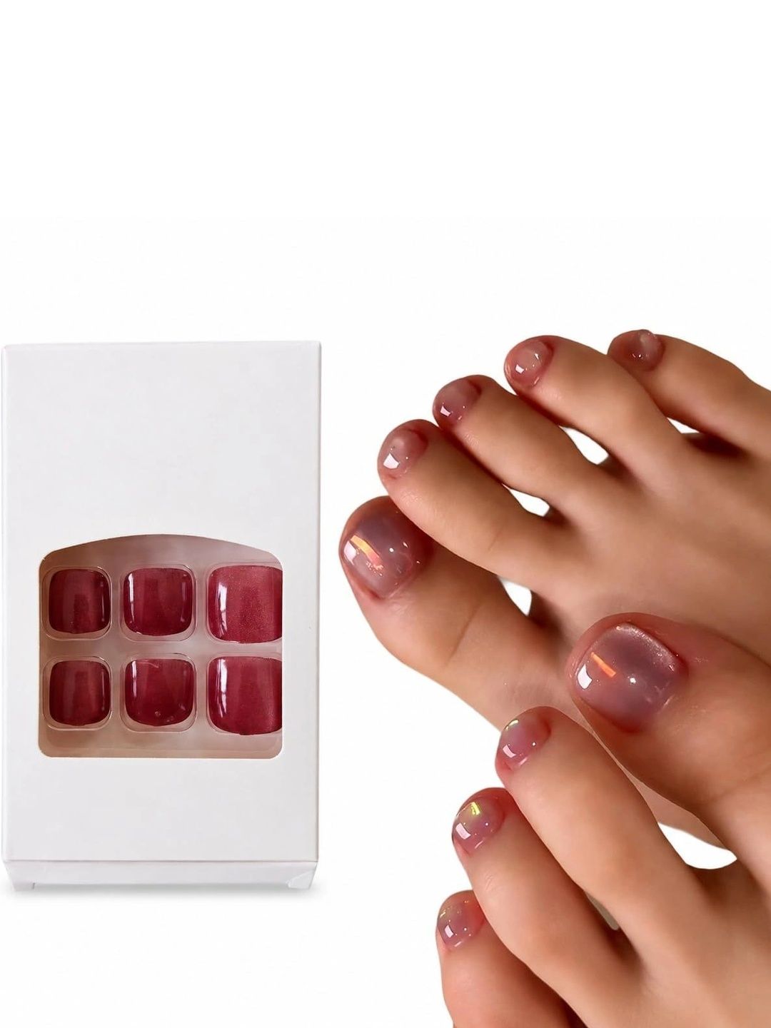 S.A.V.I Set Of 24 Reusable Artificial Press On Nails - Reddish Brown-image-32