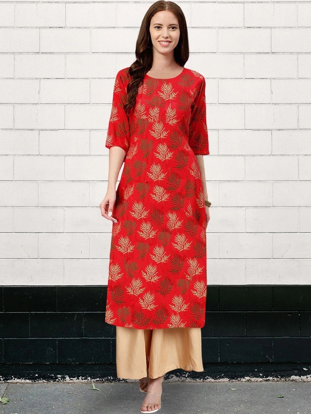 HERE&NOW Women Pack of 3 Floral Printed Crepe Kurtas-image-14